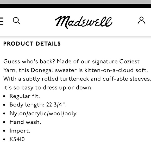 Madewell Donegal Sweater.‎ NWOT - Picture 5 of 7